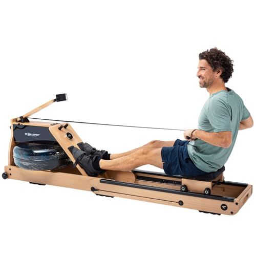 Christopeit Sport Wasser Rudergerät WP 5000 – Hybrid-Widerstandssystem – Massivholz – LCD-Computer – Klappbar
