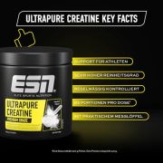 ESN Ultrapure Creatine Monohydrate, 300 g, 85 Portionen, Creatin Pulver, Support für Muskelaufbau, Performance und Gehirnleistung, mikrofein & perfekt löslich, vegan – made in Germany