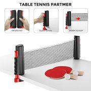 FOOING Tischtennisschläger Set, 2 Tischtennisschläger Profi 6 Tischtennisbälle Versenkbar Tischtennisnetz, Tischtennis Set mit Aufbewahrungstasche