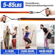 Fokky Resistance Bands Set mit 4 Widerstandsstufen, Fitnessbänder mit Türanker, Griffen, Schutzhülle, Tragetasche und Trainingsanleitung, Widerstandsbänder für Stretching/Yoga/Fitness/Krafttraining