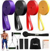 Fokky Resistance Bands Set mit 4 Widerstandsstufen, Fitnessbänder mit Türanker, Griffen, Schutzhülle, Tragetasche und Trainingsanleitung, Widerstandsbänder für Stretching/Yoga/Fitness/Krafttraining
