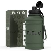 Fuel24 Extra Stark Trinkflasche Edelstahl Metall 1.3L & 2.2L – Auslaufsicher & BPA-Frei Wasserflasche Edelstahl – Robuste Trinkflasche Fitnessstudio, Sport Wasserkrug Edelstahl Flasche Für Erwachsene
