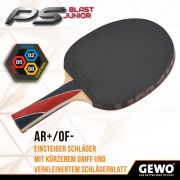 GEWO PS Blast Junior Tischtennisschläger & GEWO Tischtennisbälle Training 40+ – ITTF genehmigter Anfänger-Tischtennisschläger für Kinder, 1,8mm Schwamm + 3 Sterne Tischtennis-Ball, 12 Stück