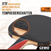 GEWO PS Blast Junior Tischtennisschläger & GEWO Tischtennisbälle Training 40+ – ITTF genehmigter Anfänger-Tischtennisschläger für Kinder, 1,8mm Schwamm + 3 Sterne Tischtennis-Ball, 12 Stück