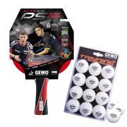 GEWO PS Blast Junior Tischtennisschläger & GEWO Tischtennisbälle Training 40+ – ITTF genehmigter Anfänger-Tischtennisschläger für Kinder, 1,8mm Schwamm + 3 Sterne Tischtennis-Ball, 12 Stück