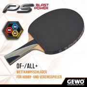 GEWO PS Blast Power Tischtennisschläger & GEWO Tischtennisbälle Training 40+ – ITTF genehmigter Profi-Tischtennisschläger, konkav, 1,8mm Schwamm + 3 Sterne Tischtennis-Ball, 12 Stück