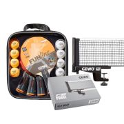 GEWO Tischtennisschläger-Set – Family & Friends & GEWO Tischtennisnetz CS Profi – Professionelles Tischtennis-Netz für die Tischtennisplatte, Tischbreite 152cm
