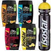 Isostar Hydrate & Perform Iso Drink – Elektrolyt Pulver – Orange + Zitrone + Cranberry + Grapefruit (4x400g)+Trinkflasche 1L