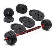 LUXTRI 40kg 2-in-1-Kurzhantel- und -Langhantel-Set mit 16 Hantelscheiben Gewichte für Krafttraining