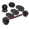 LUXTRI 40kg 2-in-1-Kurzhantel- und -Langhantel-Set mit 16 Hantelscheiben Gewichte für Krafttraining
