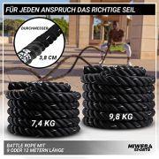 Miweba Sports Battle Rope BR100 | 9m / 12m – Trainingsseil Ø 40 mm – Schlachtseil – Schwingseil – Fitnessseil – Battle Ropes – Fitness Seil – Schlagseil – Schwungseil – Sportseil – Indoor & Outdoor