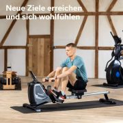 Skandika Rudergerät Venn, Ruderergometer, Tablet-Halterung, Rower mit Multifunktionscomputer, 8 Stufen Widerstandsverstellung, wartungsarm