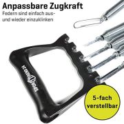 Sporttrend 24® Profi Expander schwarz | Widerstandsband 5-Fach verstellbar mit abnehmbaren Stahlfedern, Widerstand bis zu 30kg