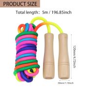 YDHfdc Lange Springseil 5M Regenbogen Springseil mit Holzgriff Seilspringen Hüpfseil für Mehrspieler Fitness für Erwachsene Seilspringen