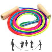 YDHfdc Lange Springseil 5M Regenbogen Springseil mit Holzgriff Seilspringen Hüpfseil für Mehrspieler Fitness für Erwachsene Seilspringen