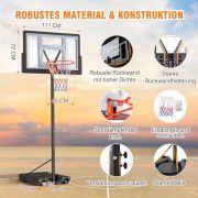 Yohood Basketballkorb Outdoor, Verstellbare Korbhöhe von 135 bis 305 cm, Basketballständer mit 111x72cm Rückwand, für Kinder Jugendliche Erwachsene im Hinterhof/Auffahrt/Innenbereich