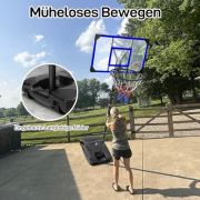 Yohood Basketballkorb Outdoor für Kinder/Jugendliche, Basketballkorb mit Rollen Tragbar, 147–260cm Höhenverstellbarer Basketballständer mit 82x53cm PC Rückwand & Vergrößerter Basis